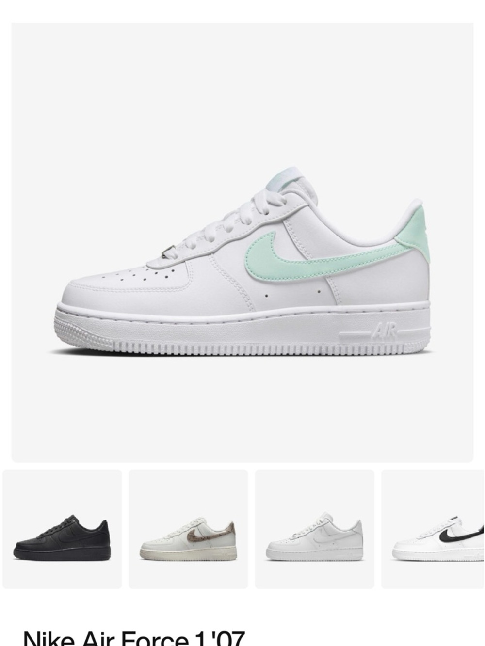 Nike Air Force 1 '07 White with Mint Accents